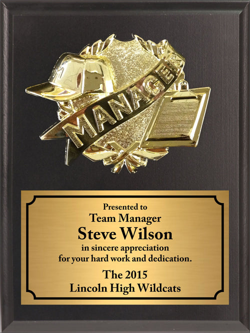 Economy Heat Transfer Team Manager Plaque with Gold Plate