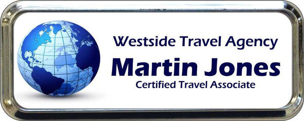 Silver Plastic 1" x 3 Name Badge with Round Corners