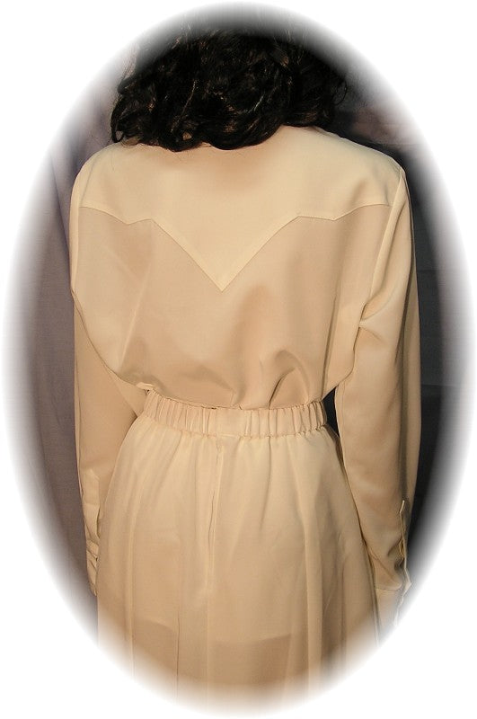 Embroidered Long Sleeve Bridal Blouse with Rhinestones, Ivory