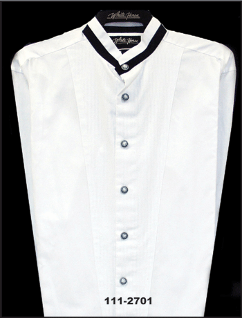 White Horse Western Dress Shirt with Black Collar Band