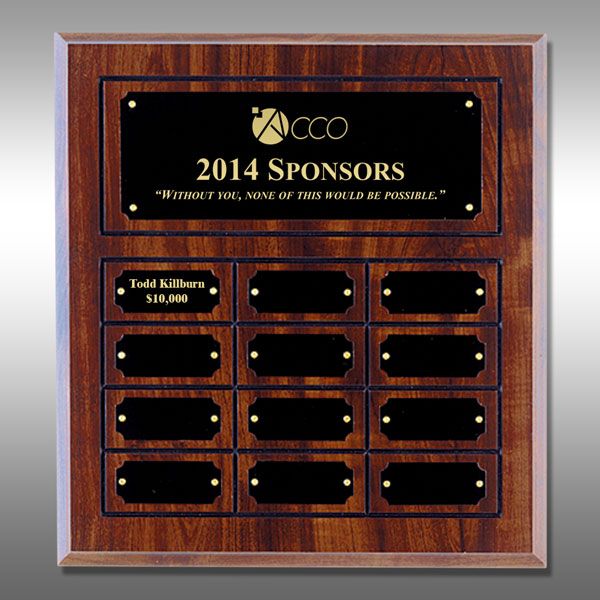 12 Plate Cherry Finish Perpetual Plaque