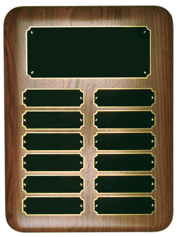 12 plate Genuine Walnut Elliptical Edge Perpetual Plaque