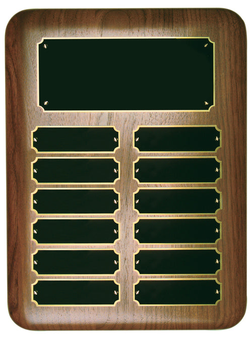12 plate Genuine Walnut Elliptical Edge Perpetual Plaque