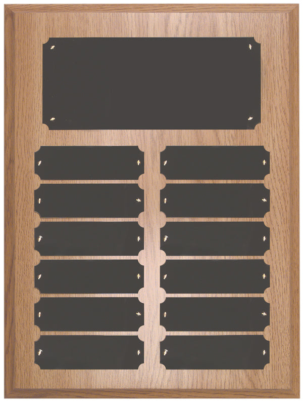 12 Plate Oak Finish Completed Perpetual Plaque