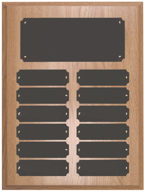 12 Plate Oak Finish Completed Perpetual Plaque