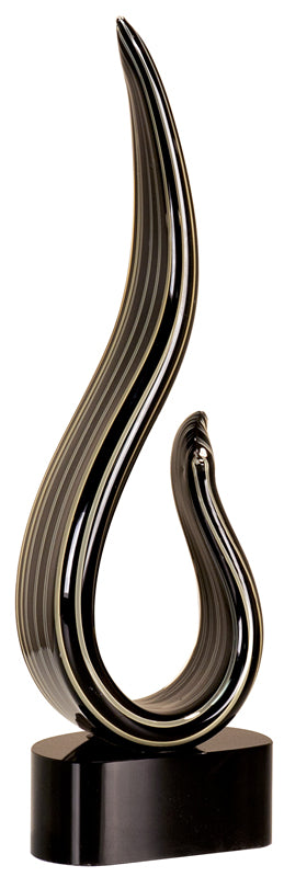 13 1/4" Black/Gold Curve Art Glass