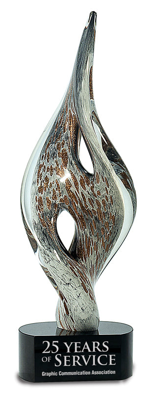 15 1/4" Spire Twist Art Glass on Black Base