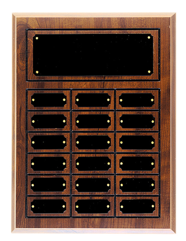 18 Plate Cherry Finish Completed Perpetual Plaque