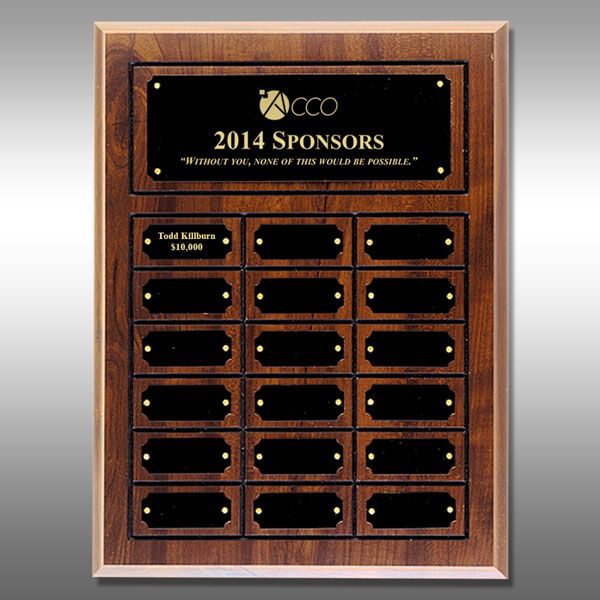 18 Plate Cherry Finish Completed Perpetual Plaque