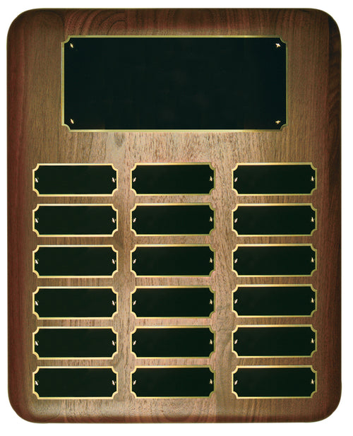 18 Plate Genuine Walnut Elliptical Edge Completed Perpetual Plaque
