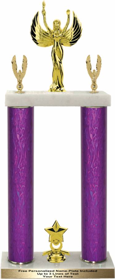 Double Column Trophy with Wood Base