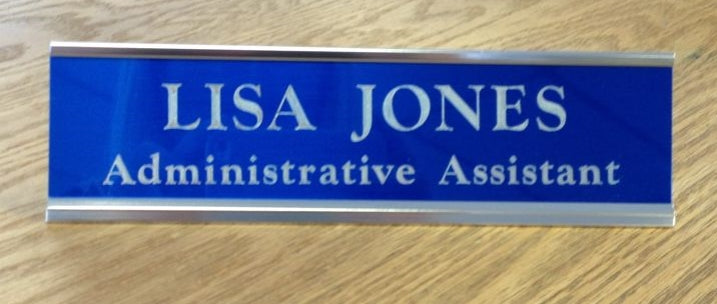 2" x 8" Desk Sign with Engraved Metal Insert