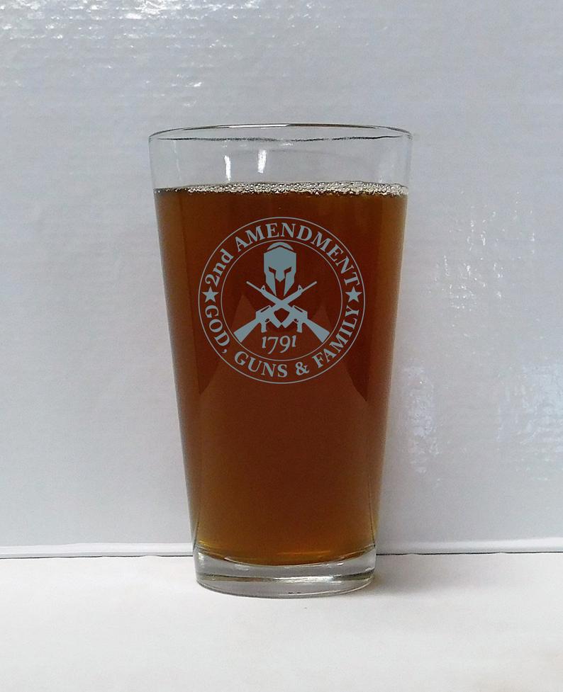 God, Guns, Family Pub Glass