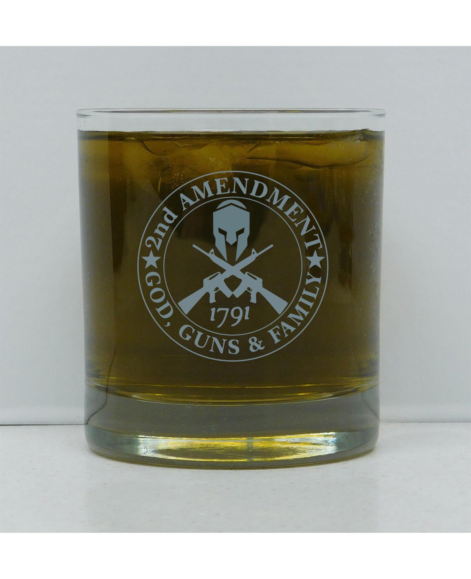 God, Guns, Family Rocks Glass