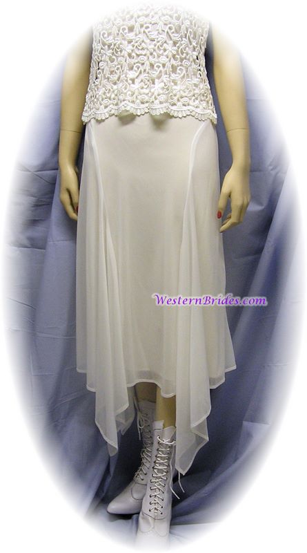 Chiffon 4 Point Hanky Hem Skirt in Ivory