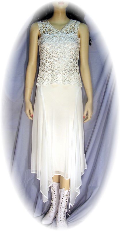 Chiffon 4 Point Hanky Hem Skirt in Ivory