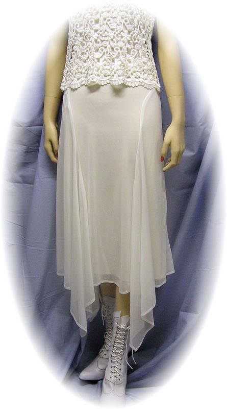 Chiffon 4 Point Hanky Hem Skirt in Ivory
