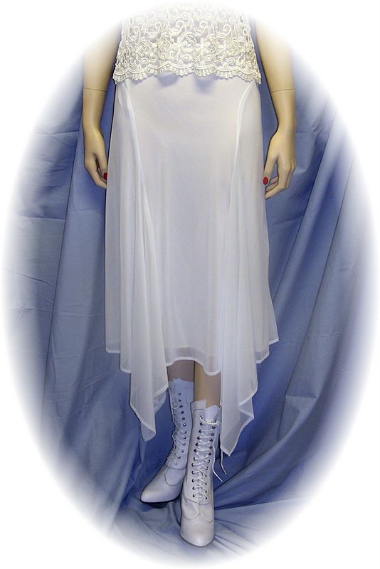 Chiffon 4 Point Hanky Hem Skirt in Ivory