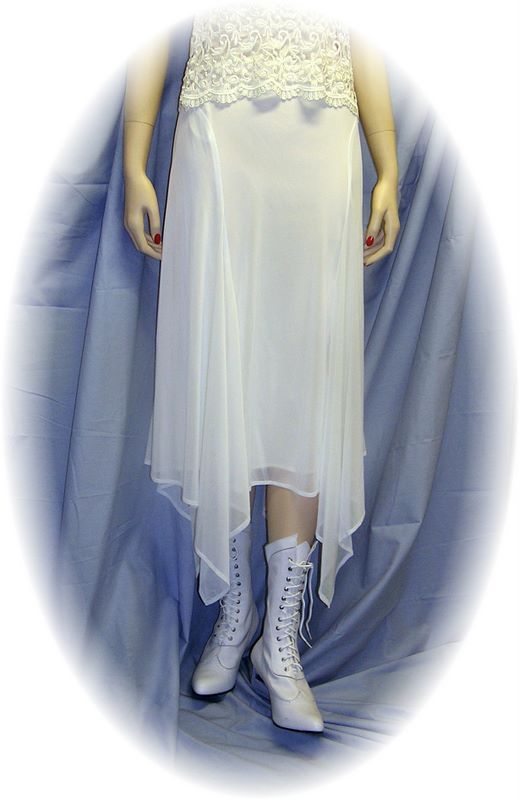 Chiffon 4 Point Hanky Hem Skirt in Ivory