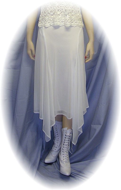 Chiffon 4 Point Hanky Hem Skirt in Ivory