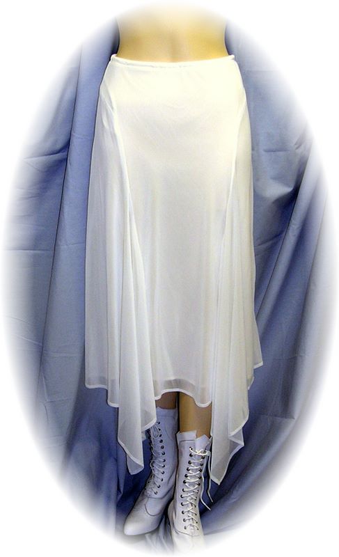 Chiffon 4 Point Hanky Hem Skirt in Ivory