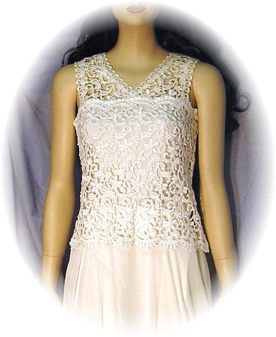 Heavy Lace Short Tank in Ivory
