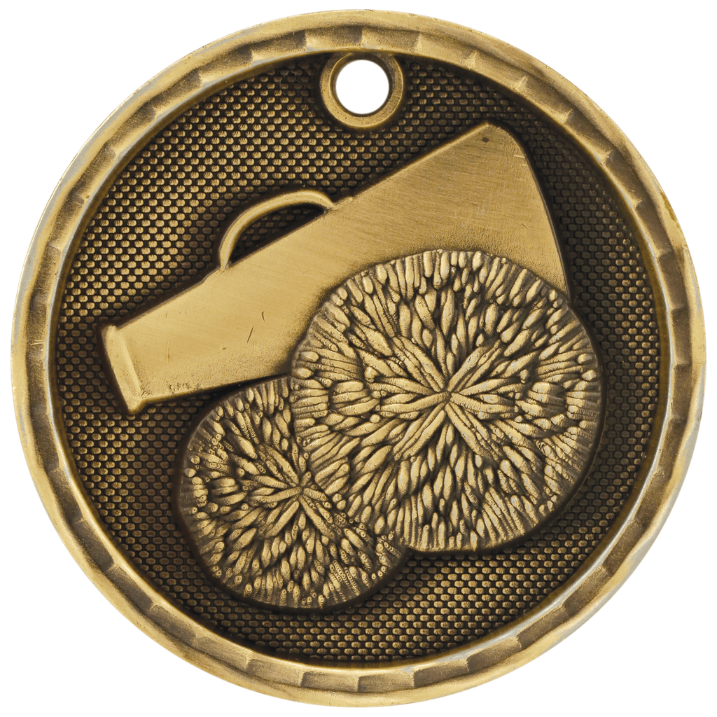 Antique Gold 2" 3D Cheer Medal