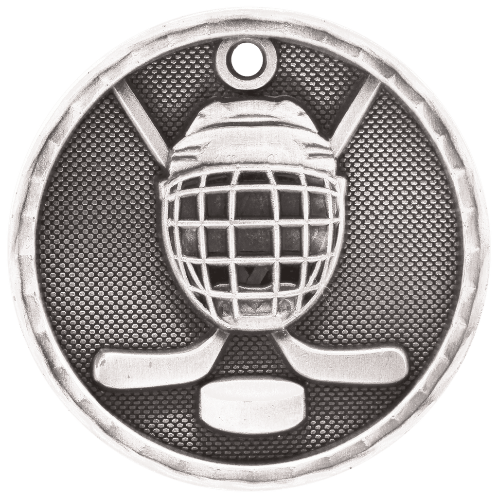 Antique Silver 2" 3D Hockey Medal