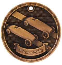 2 inch 3D Pinewood Derby Medal with Neck Ribbon