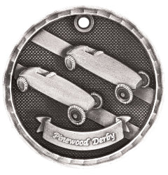 2 inch 3D Pinewood Derby Medal with Neck Ribbon