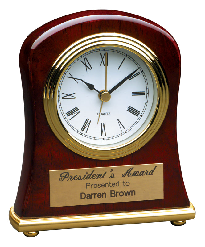 4 1/2" x 5” Rosewood Piano Finish Bell Shaped Desk Clock