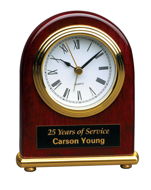 4" x 5” Rosewood Piano Finish Arch Desk Clock