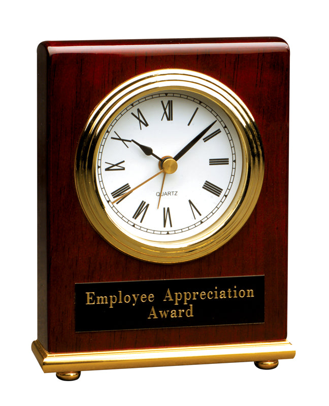 4" x 5” Rosewood Piano Finish Rectangle Desk Clock