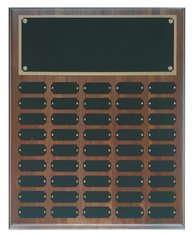 45 Plate Genuine Walnut Completed Perpetual Plaque