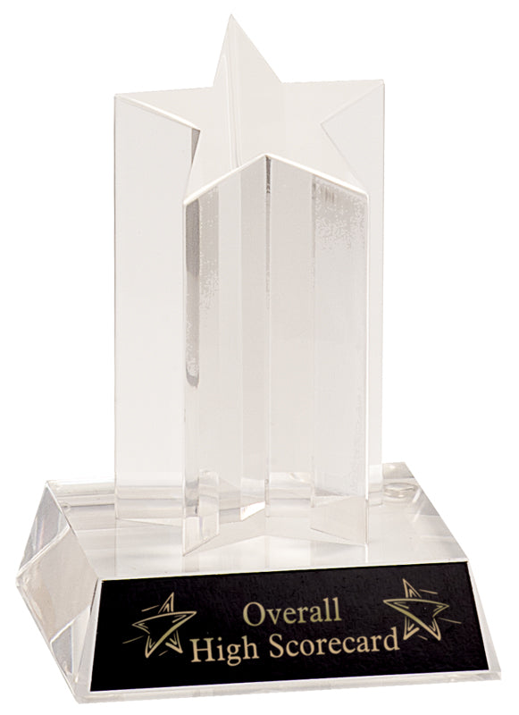 5" Clear Single Star Column Acrylic Award with Clear Base