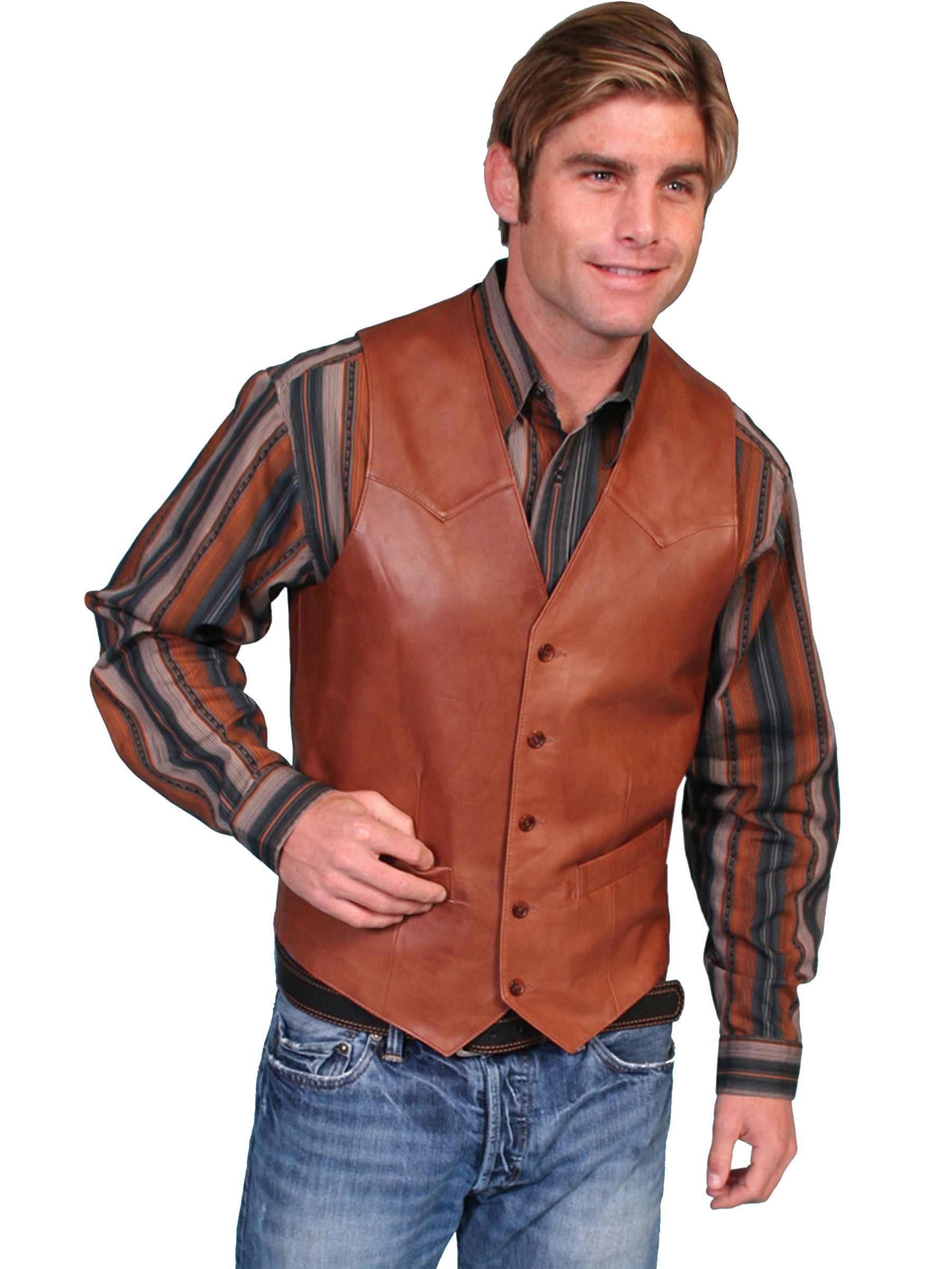 Lambskin Vest in Antique Brown
