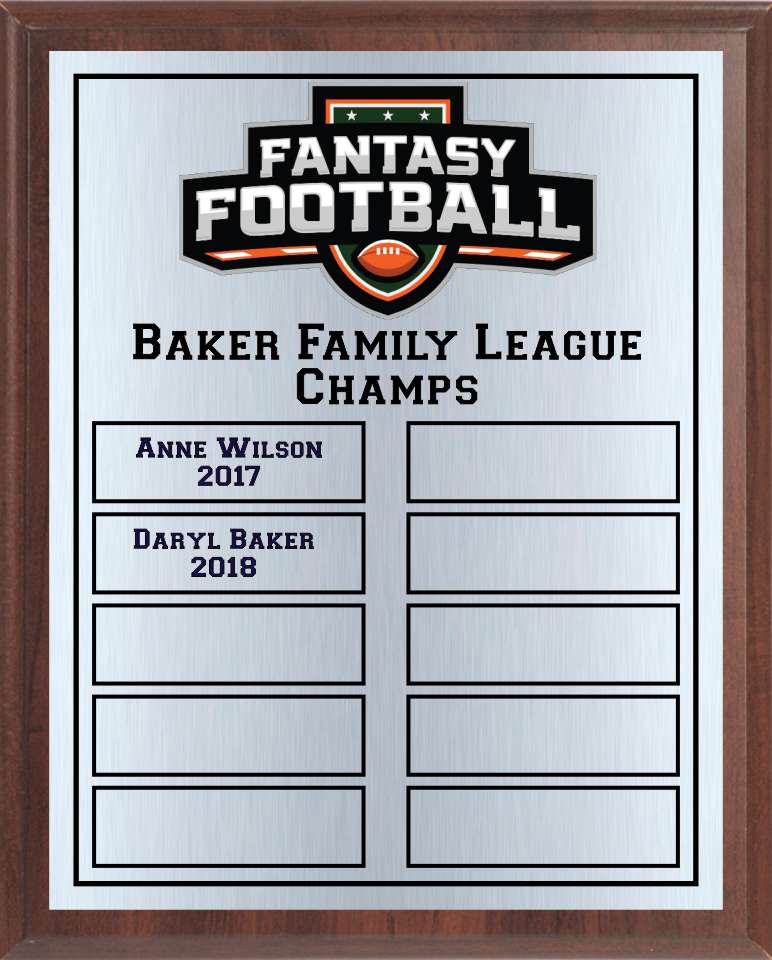Black and Orange Fantasy Football Perpetual Plaque