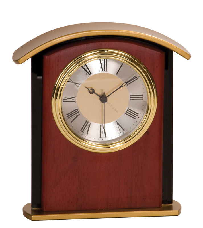 6 1/2" Mahogony Finish Gold Top Clock