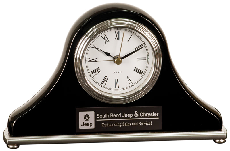 7 1/2" x 4 1/2” Black Piano Finish Mantel Desk Clock