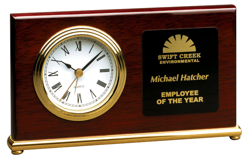 7 1/2" x 4 Rosewood Piano Finish Horizontal Desk Clock
