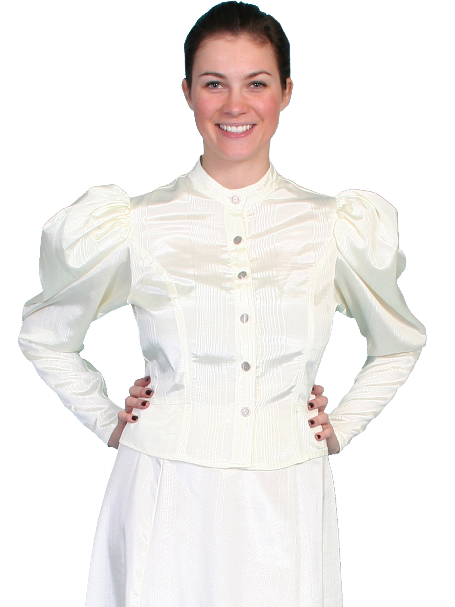 Moire Tie Back Blouse in Natural