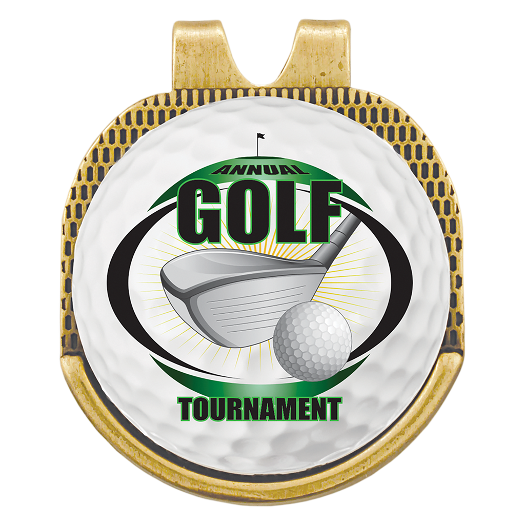 Antique Gold Hat Clip with Custom Golf Ball Marker