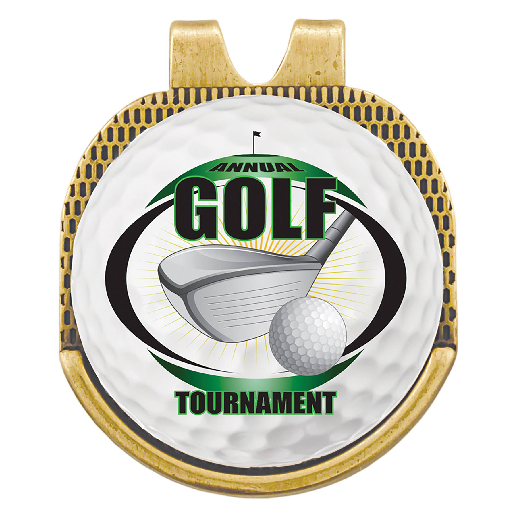 Antique Gold Hat Clip with Custom Golf Ball Marker
