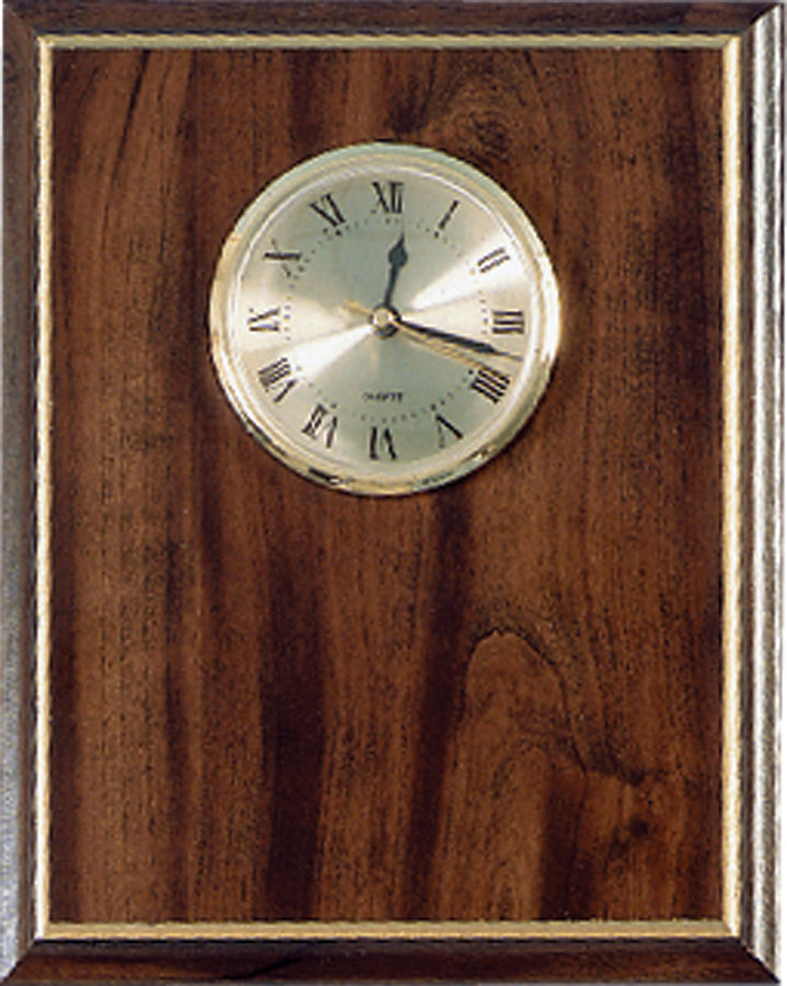 8" x 10 Cherry with Gold Cove Edge Clock Plaque