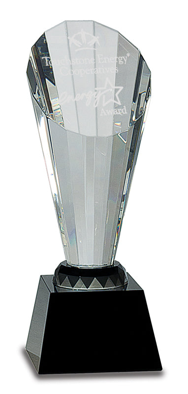 9 1/2" Clear Crystal Faceted Rising Spire on Black Base