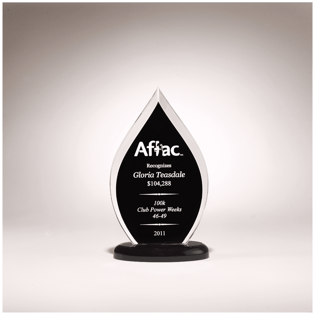 Clear Acrylic with Black 4 1/2" x 7 3/4" Flame Series Silk Screened Back