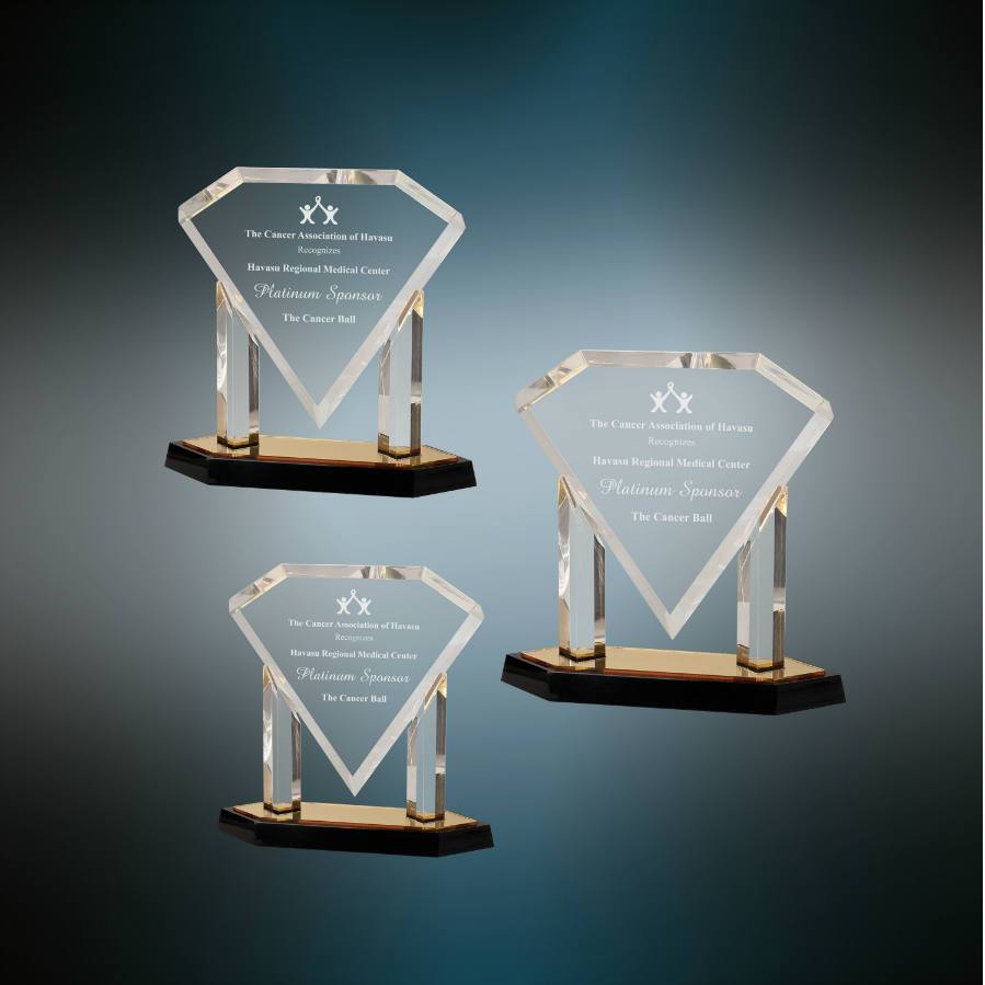 Gold Floating Diamond Acrylic Award, 9 1/2"