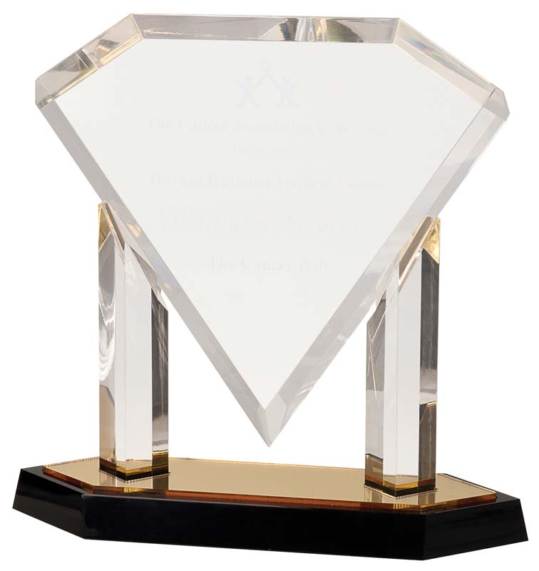 Gold Floating Diamond Acrylic Award, 9 1/2"