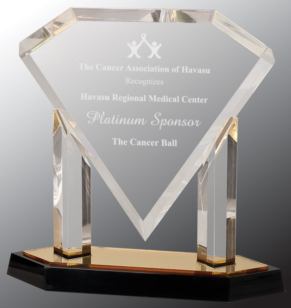 Gold Floating Diamond Acrylic Award, 9 1/2"