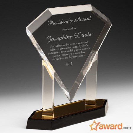 Gold Floating Diamond Acrylic Award, 9 1/2"